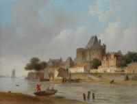 Bartholomeus Johannes Van Hove - Het IJsselfront van Deventer met de Vispoort